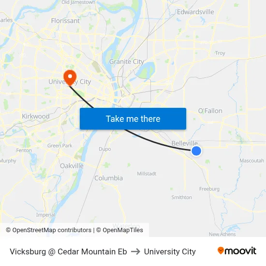 Vicksburg @ Cedar Mountain Eb to University City map