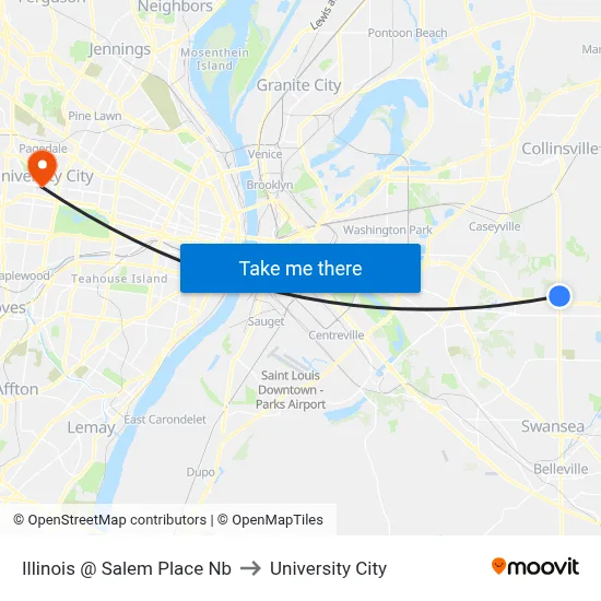 Illinois @ Salem Place Nb to University City map