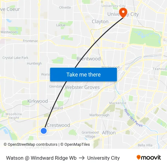 Watson @ Windward Ridge Wb to University City map