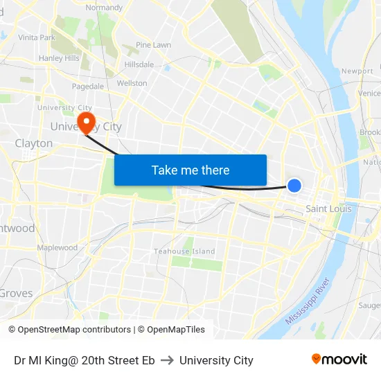Dr Ml King@ 20th Street Eb to University City map