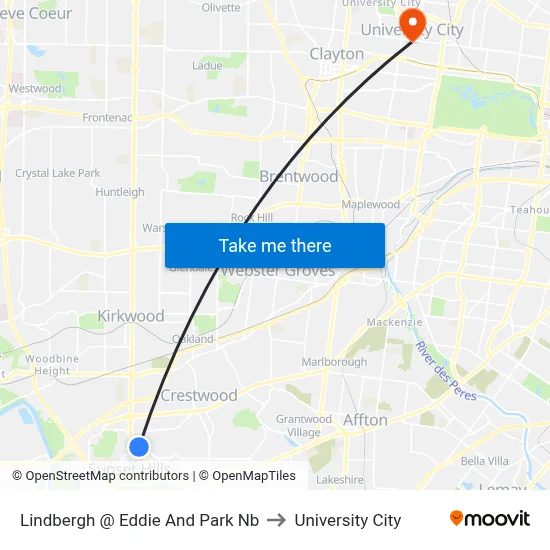 Lindbergh @ Eddie And Park Nb to University City map