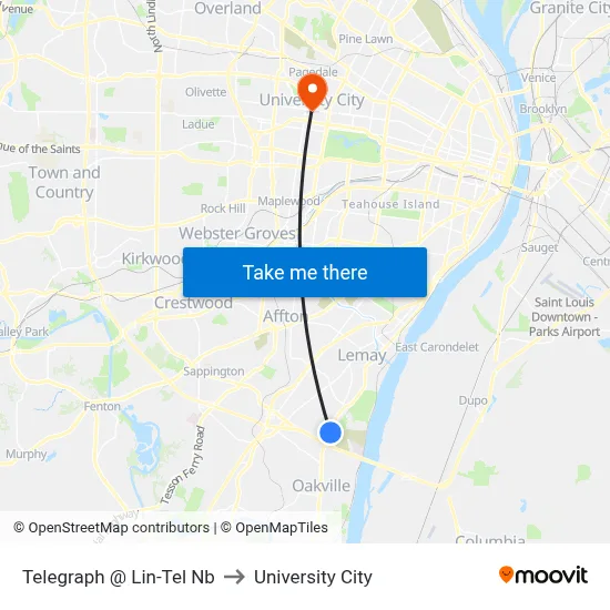 Telegraph @ Lin-Tel Nb to University City map