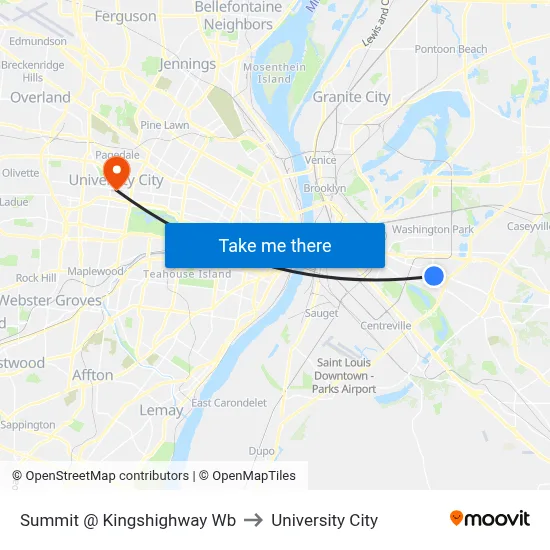 Summit @ Kingshighway Wb to University City map