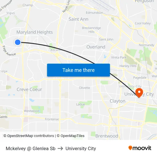 Mckelvey @ Glenlea Sb to University City map