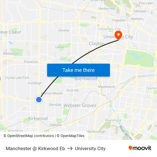 Manchester @ Kirkwood Eb to University City map