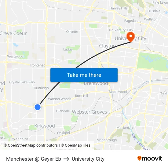 Manchester @ Geyer Eb to University City map