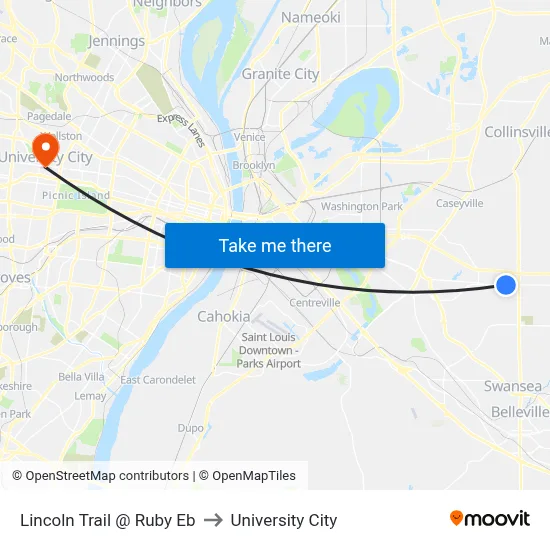 Lincoln Trail @ Ruby Eb to University City map