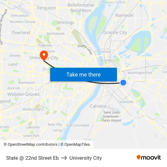 State @ 22nd Street Eb to University City map