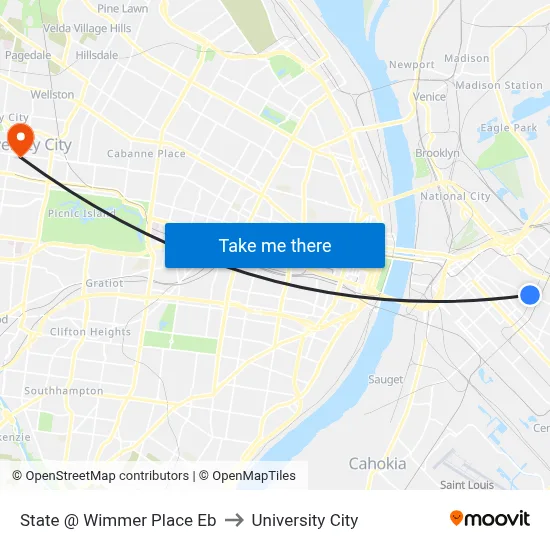 State @ Wimmer Place Eb to University City map