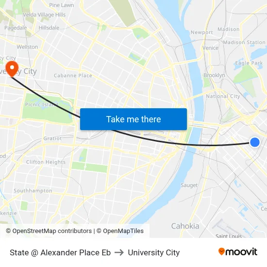 State @ Alexander Place Eb to University City map