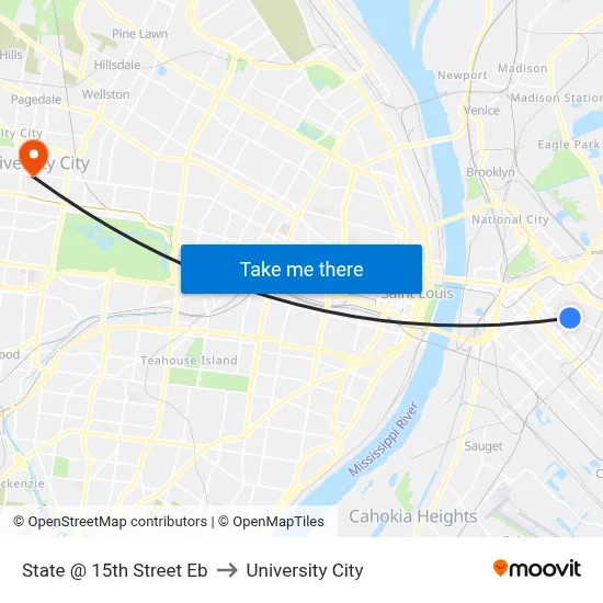 State @ 15th Street Eb to University City map
