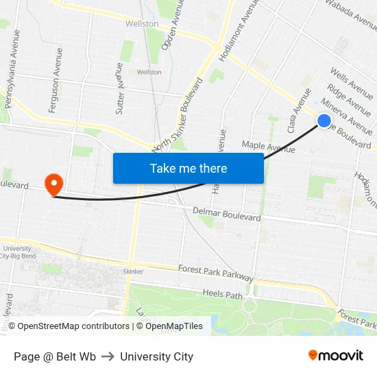 Page @ Belt Wb to University City map