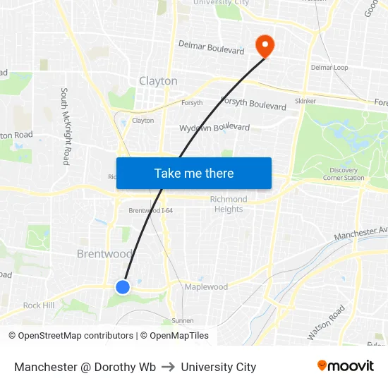 Manchester @ Dorothy Wb to University City map