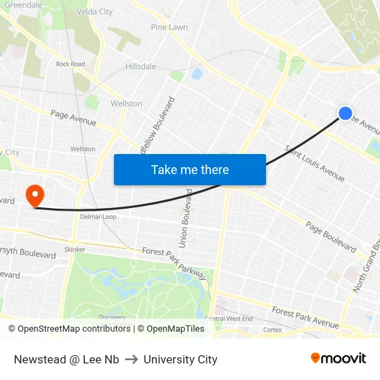 Newstead @ Lee Nb to University City map
