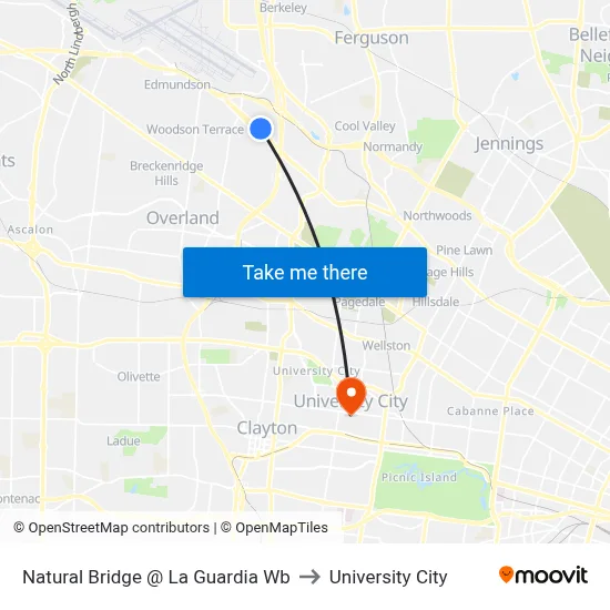 Natural Bridge @ La Guardia Wb to University City map