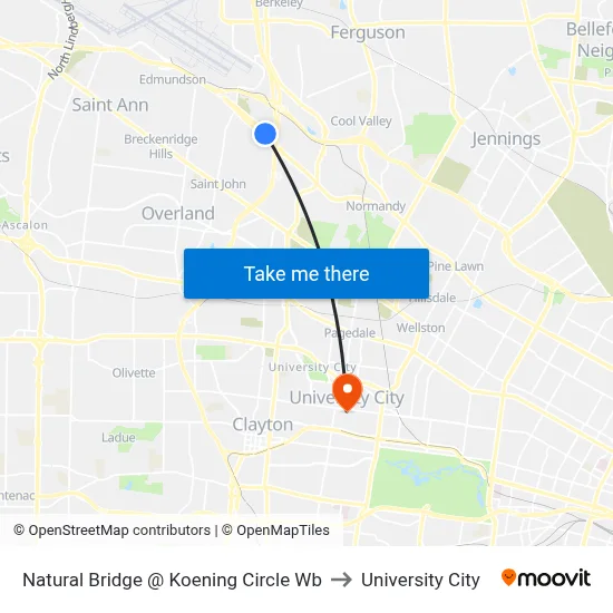 Natural Bridge @ Koening Circle Wb to University City map