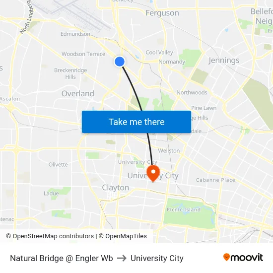 Natural Bridge @ Engler Wb to University City map