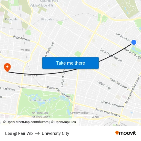 Lee @ Fair Wb to University City map