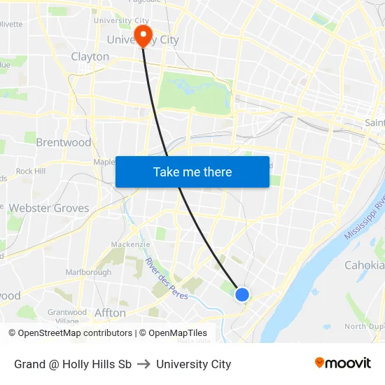 Grand @ Holly Hills Sb to University City map
