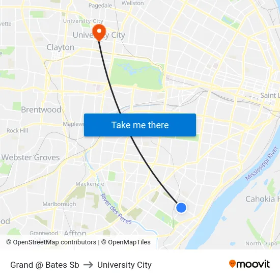 Grand @ Bates Sb to University City map