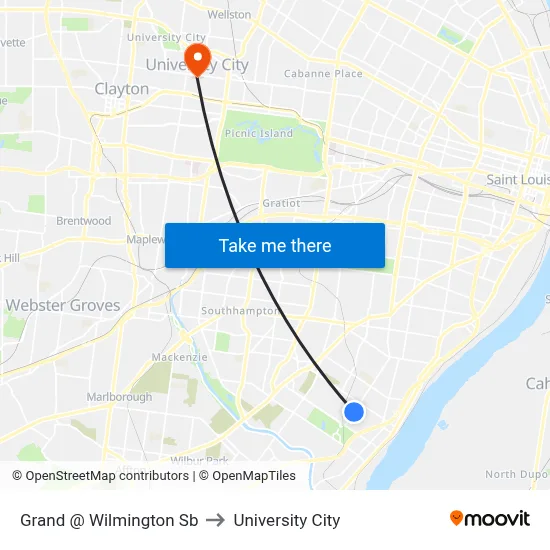 Grand @ Wilmington Sb to University City map