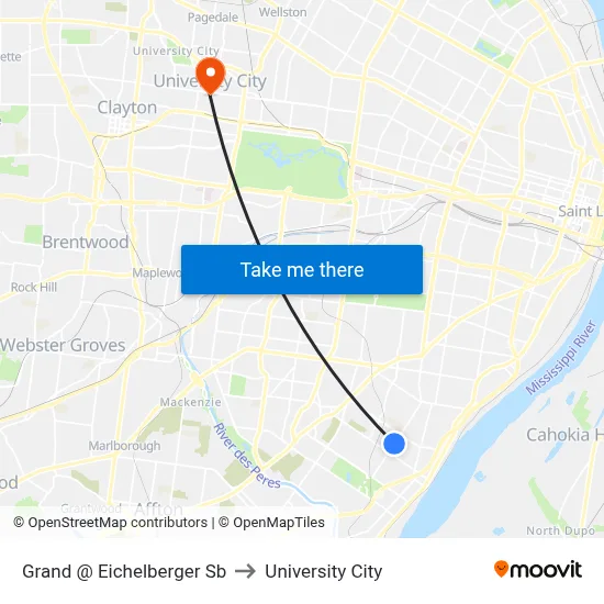Grand @ Eichelberger Sb to University City map