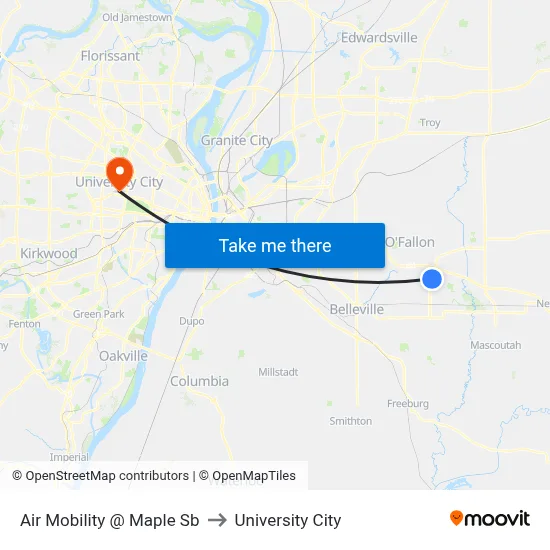 Air Mobility @ Maple Sb to University City map