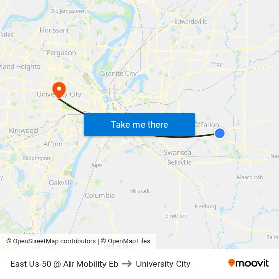 East Us-50 @ Air Mobility Eb to University City map