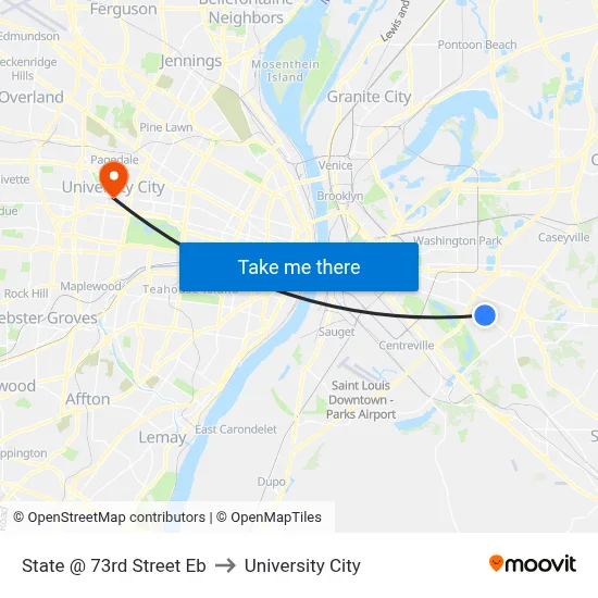 State @ 73rd Street Eb to University City map