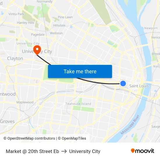 Market @ 20th Street Eb to University City map