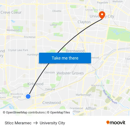 Stlcc Meramec to University City map