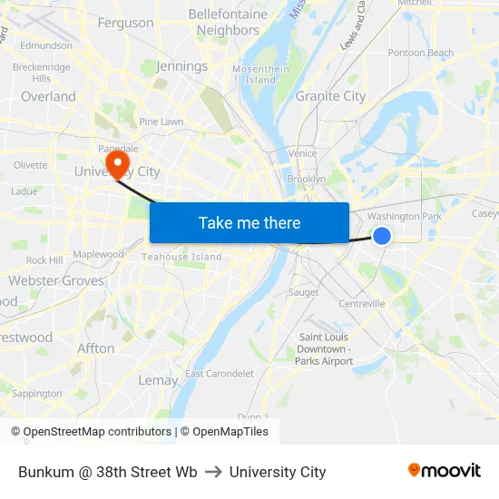 Bunkum @ 38th Street Wb to University City map