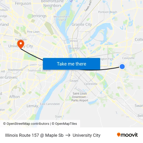Illinois Route 157 @ Maple Sb to University City map