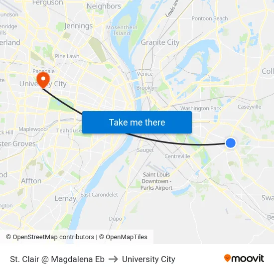 St. Clair @ Magdalena Eb to University City map