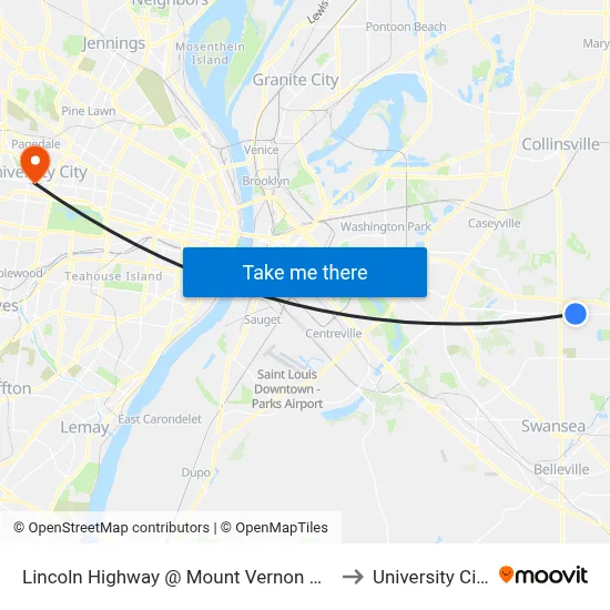 Lincoln Highway @ Mount Vernon Wb to University City map