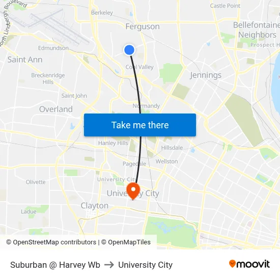 Suburban @ Harvey Wb to University City map