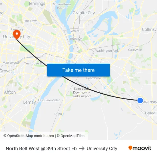North Belt West @ 39th Street Eb to University City map