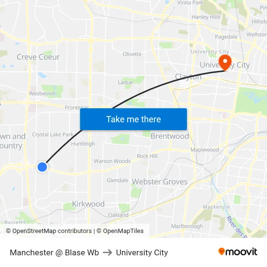 Manchester @ Blase Wb to University City map