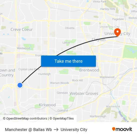 Manchester @ Ballas Wb to University City map
