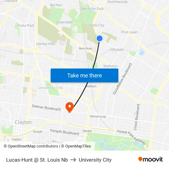 Lucas-Hunt @ St. Louis Nb to University City map