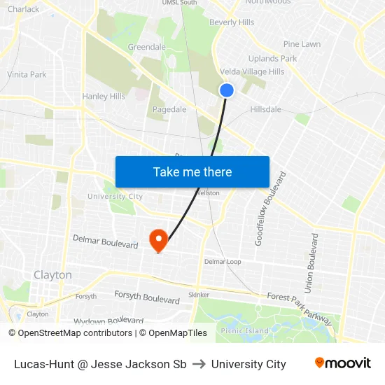 Lucas-Hunt @ Jesse Jackson Sb to University City map