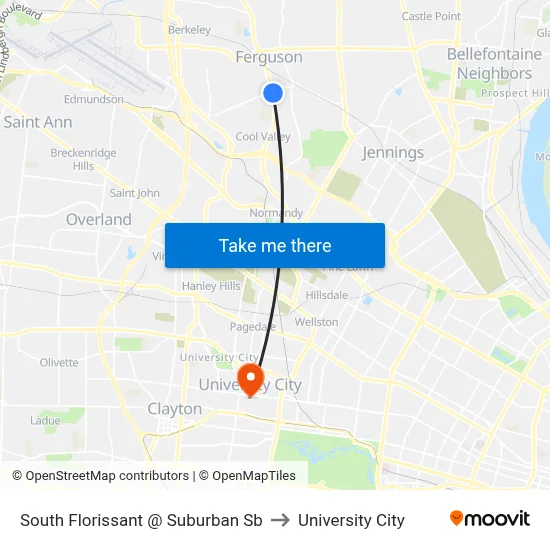 South Florissant @ Suburban Sb to University City map