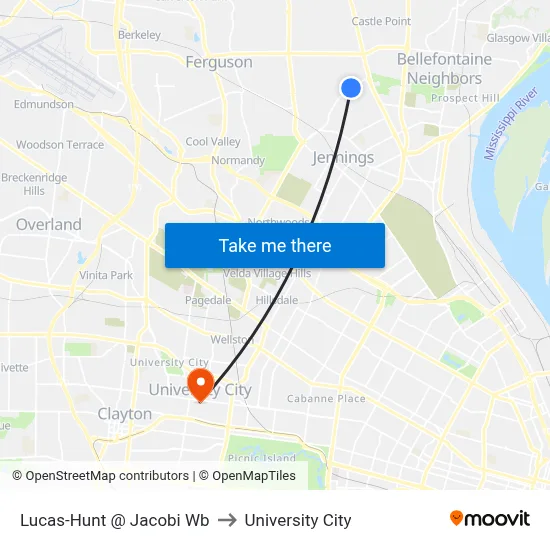 Lucas-Hunt @ Jacobi Wb to University City map