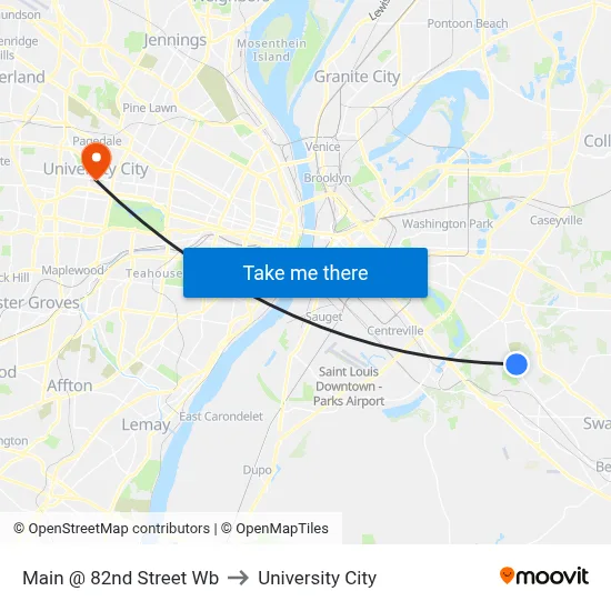 Main @ 82nd Street Wb to University City map