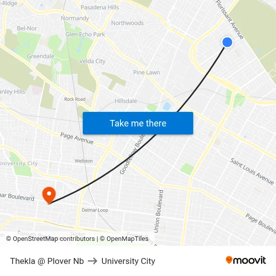 Thekla @ Plover Nb to University City map