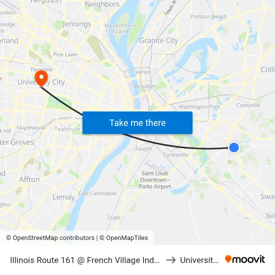 Illinois Route 161 @ French Village Industrial Park Nb to University City map