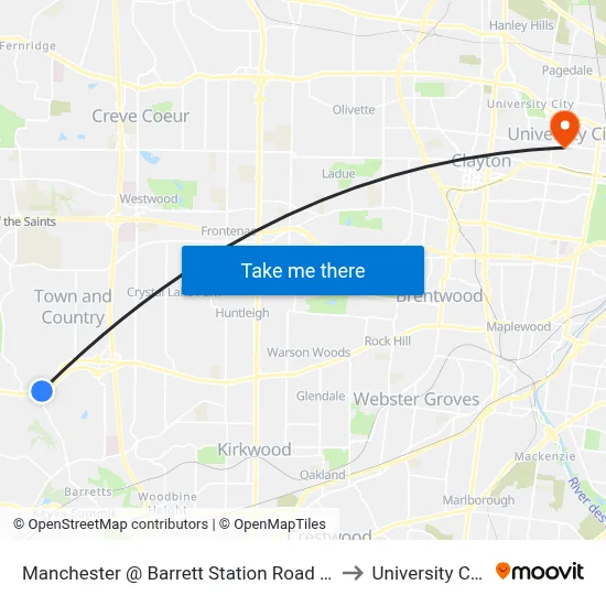 Manchester @ Barrett Station Road Eb to University City map