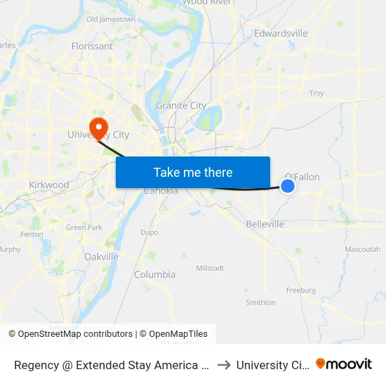Regency @ Extended Stay America Sb to University City map