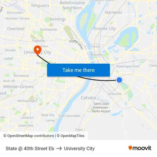 State @ 40th Street Eb to University City map