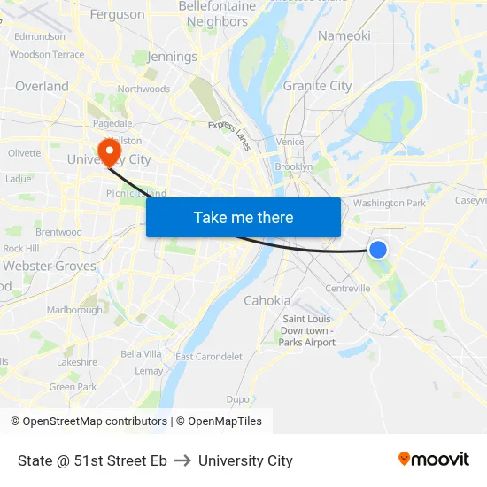 State @ 51st Street Eb to University City map